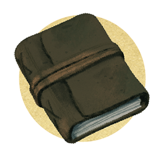 Illustration of a book with a leather cover